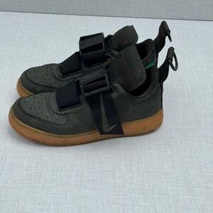 Nike Air Force 1 Utility Low Sequioa Sneakers Olive With Strap Gum Soles Men 8.5